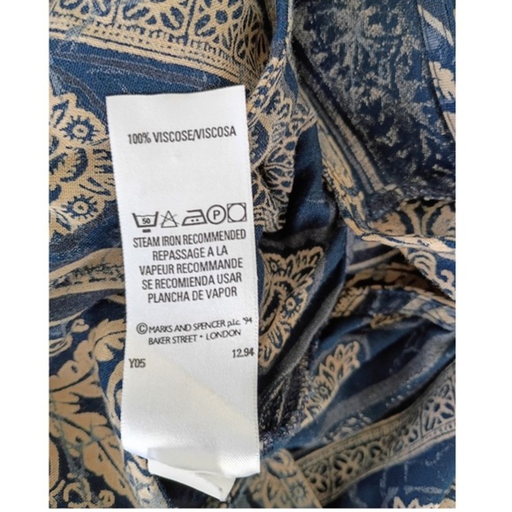 Marks & Spencer Vintage Maxi Dress Blue Paisley Boho Effortless Sleeveless M - Picture 14 of 16